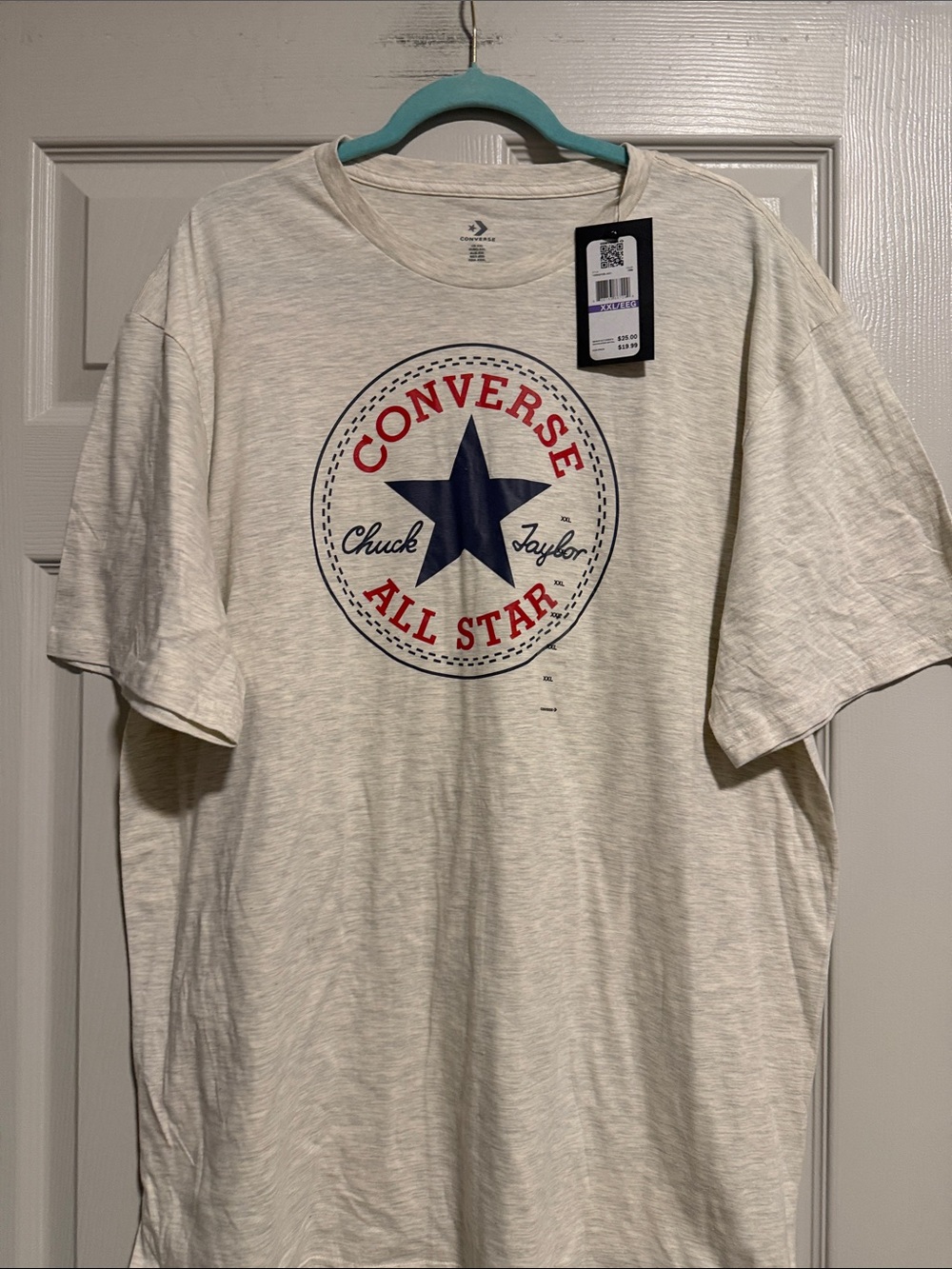 Converse Men’s Cream Graphic Tee with Navy Star and Red Logo